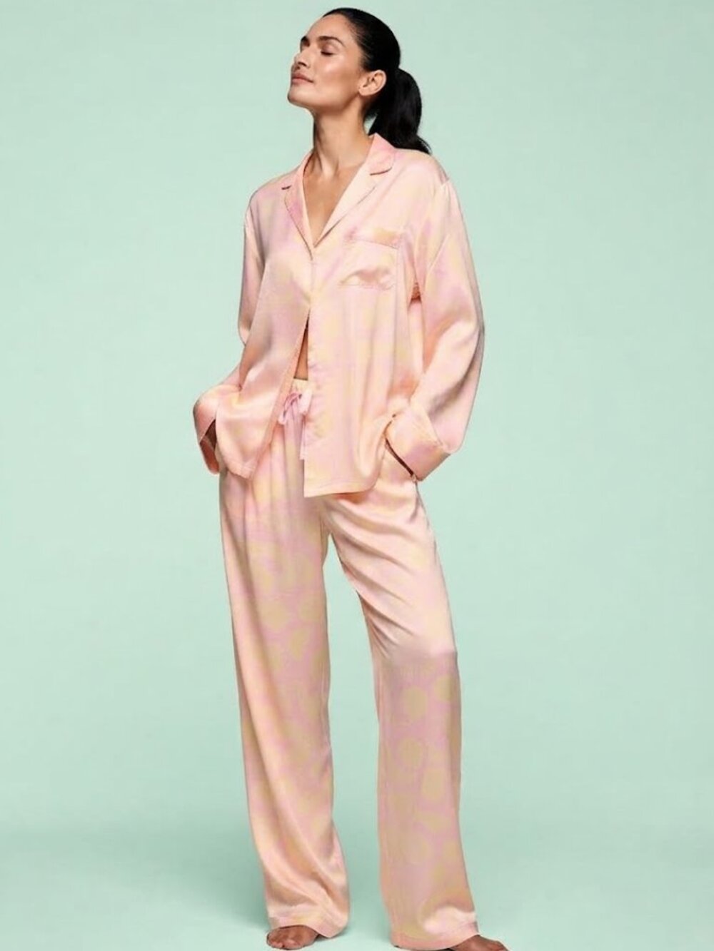 Victoria's Secret Signature Satin Long Pajama Set Size Small NWT